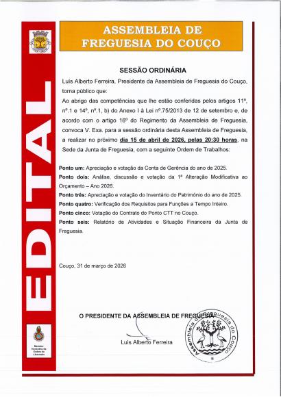 Sess&atilde;o - Assembleia de Freguesia