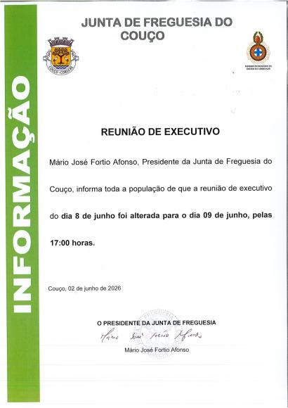Altera&ccedil;&atilde;o da Reuni&atilde;o de Executivo