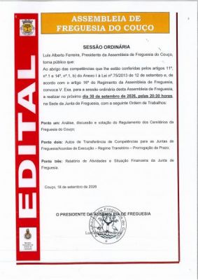 Sess&atilde;o - Assembleia de Freguesia