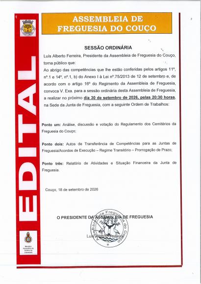 Sess&atilde;o - Assembleia de Freguesia